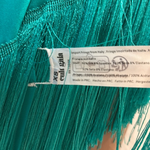 New Cult Gaia Ayla Top in Ebra green silk blouse fringe NWOT - Picture 6 of 6